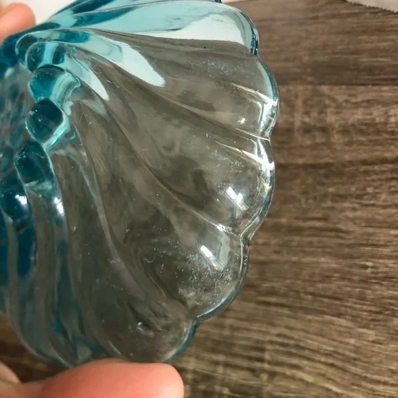 Vtg Hazel Atlas Colonial Swirl Capri Blue Serving Set - Picture 12 of 15